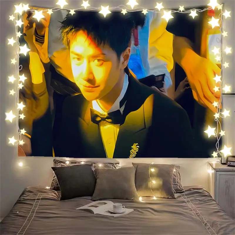 Wang Yibo [ملحقات المروحة] قماش خلفي مخصص، ملصق بجانب السرير، قماش حائط وقماش معلق لتجديد المهجع