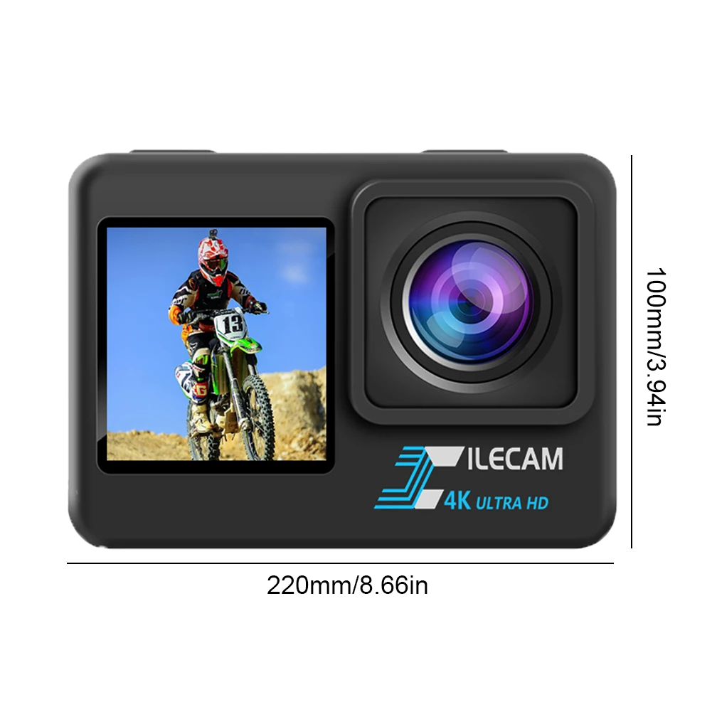 4K UHD 2.0 بوصة IPS شاشة كاميرا فيديو مضادة للاهتزاز في الهواء الطلق كاميرا رياضية 1080P 30FPS كاميرا تحت الماء 120 زاوية واسعة 30 متر مقاوم للماء