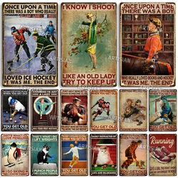 Artisian Hockey Metal Sign Football Archery Billiards Volleyball Running Fitness Polo Tin Poster Sport Decorative Plaque Wall
