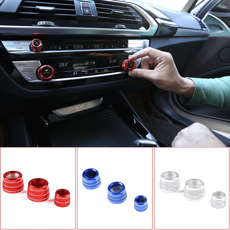 For BMW 5 6 7 Series GT G30 G38 X3 X4 G01 G02 Red Aluminum Alloy Car Styling Air Conditioning Adjustment Knob Ring Auto Parts