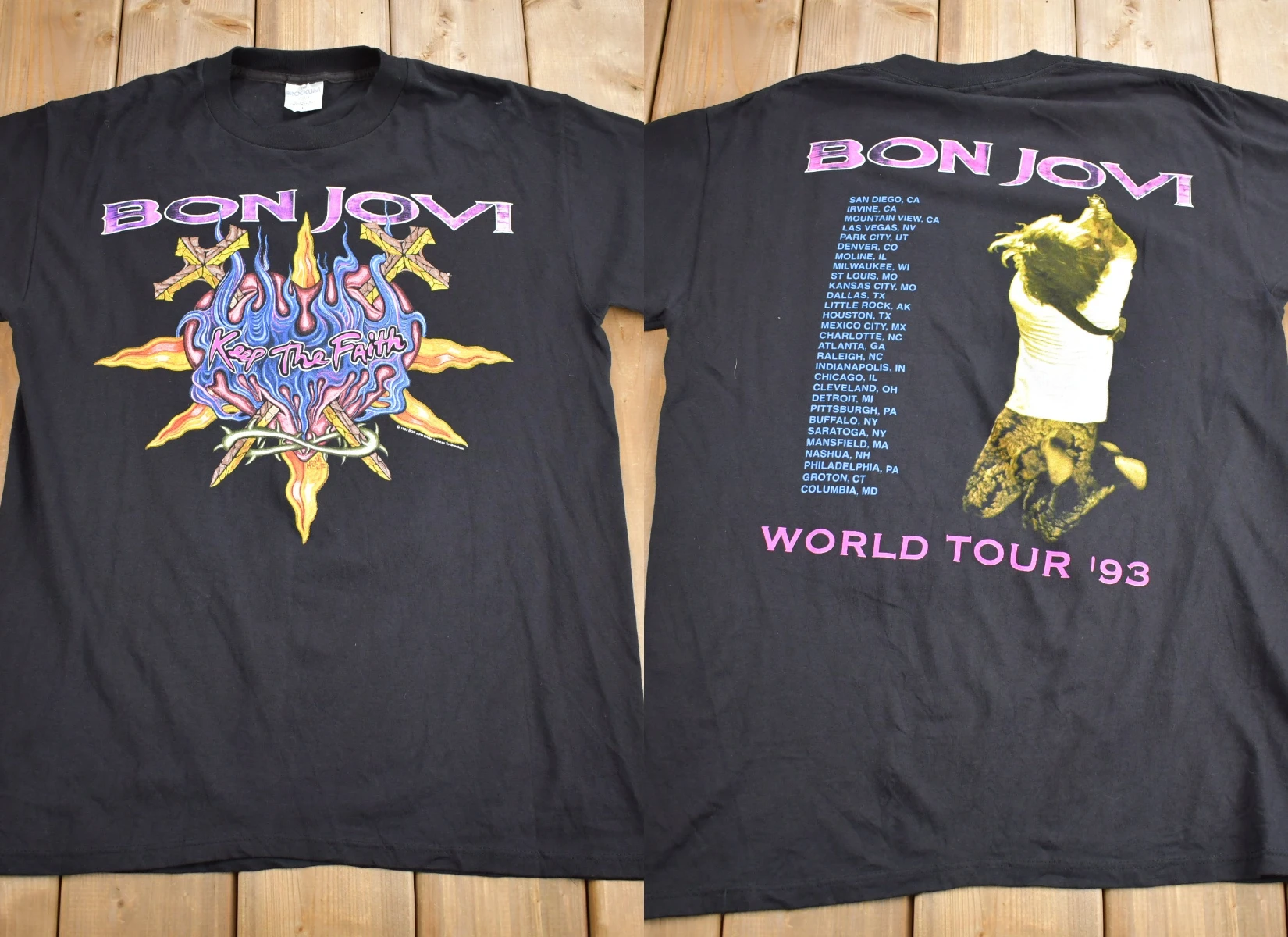 Bon jovi para sempre tour 2026 camiseta coração punhal design oversized retro streetwear das mulheres dos homens de algodão manga curta roupas femininas