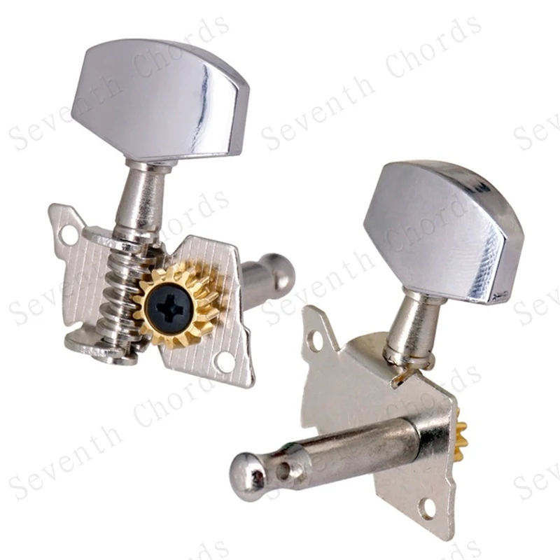 Um conjunto de 6 peças de botão quadrado cromado, engrenagem de abertura, afinadores de guitarra, chave, cabeça de máquina para peças de guitarra acústica