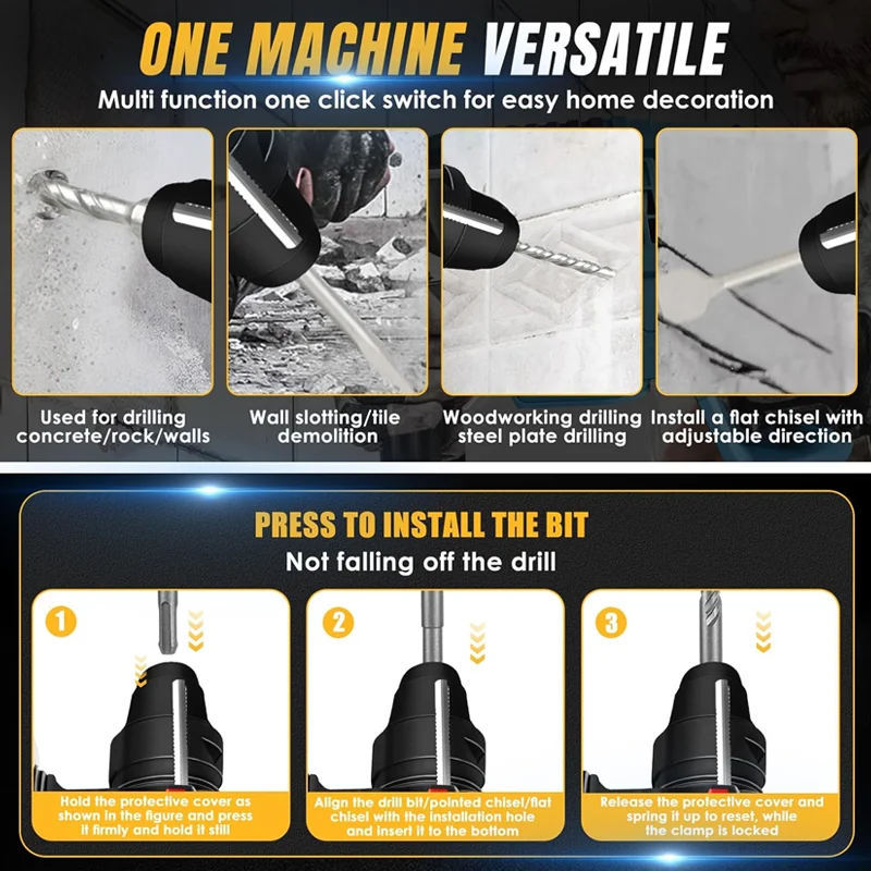 Déesse électrique 26 mm sans balais pour batterie Dewalt 21 V Marteau à percussion électrique Outil électrique multifonctionnel pour marteau rotatif