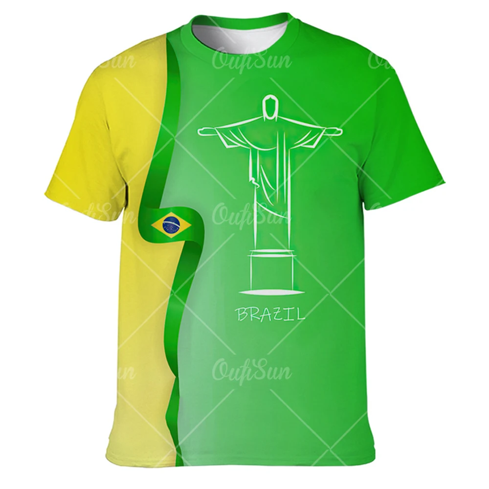 BRAZIL Summer Kids T-Shirt Brazil National Emblem Flag 3D Print Boys Girls Casual O-Neck T-Shirt Fashion Top Children\'s Clothing