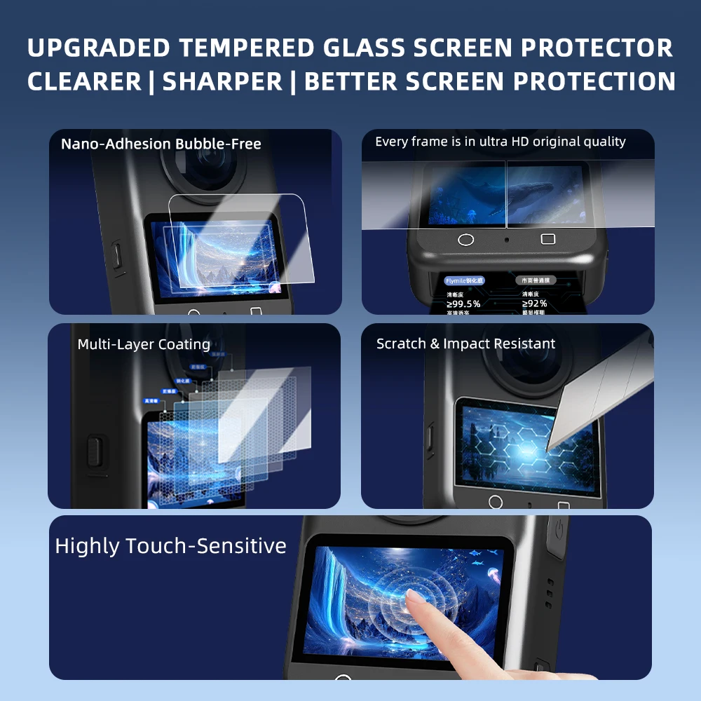 2 pz Pellicola HD Per DJI Osmo 360 Della Macchina Fotografica Display LCD Protezione Dello Schermo 9H Durezza Pellicole In Vetro Temperato Azione Panoramica Accessori