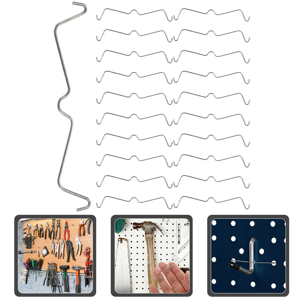 50 szt. wysokiej jakości haczyków do paneli perforowanych, nierdzewne klipsy ze stali do zawieszania narzędzi, akcesoria do systemów przechowywania na ścianie.
