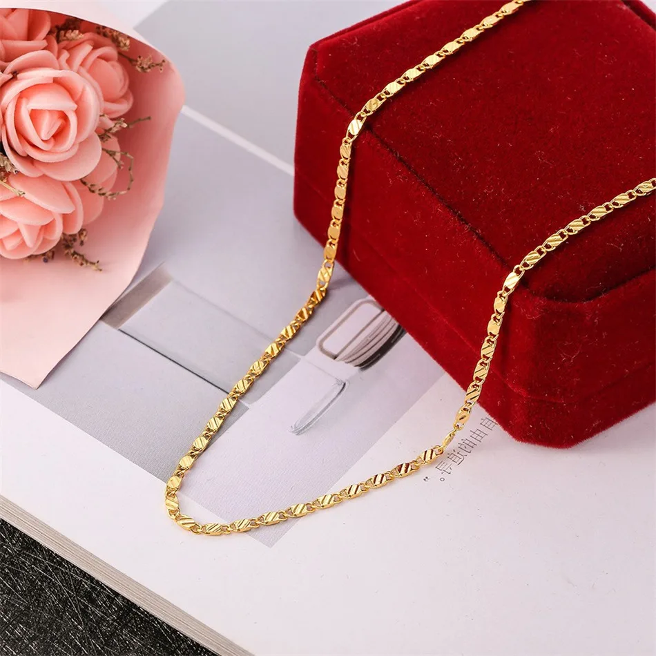 

Элегантное ожерелье-цепочка из стерлингового серебра 925 пробы, золото 18 карат, 2 мм. Для женщин, модный шарм, подарки, украшения на день рождения.