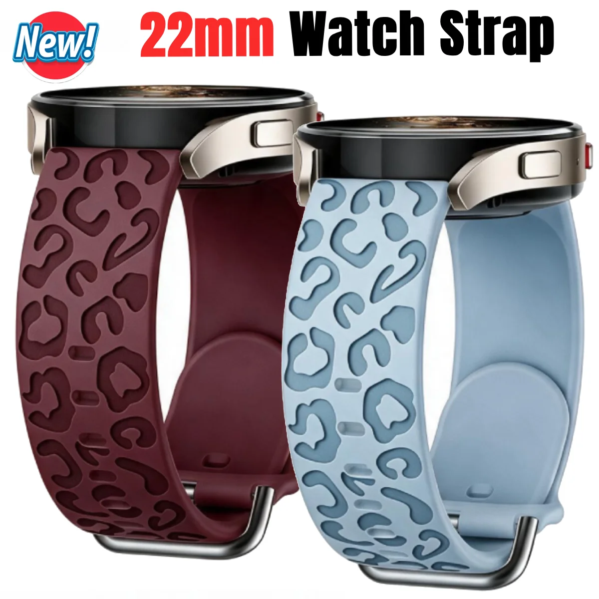 22mm Smart Watch Band For Samsung Gear S3 Frontier Strap Engraved Leopard Bracelet For Galaxy Watch 3 45mm Silicone Bracelet