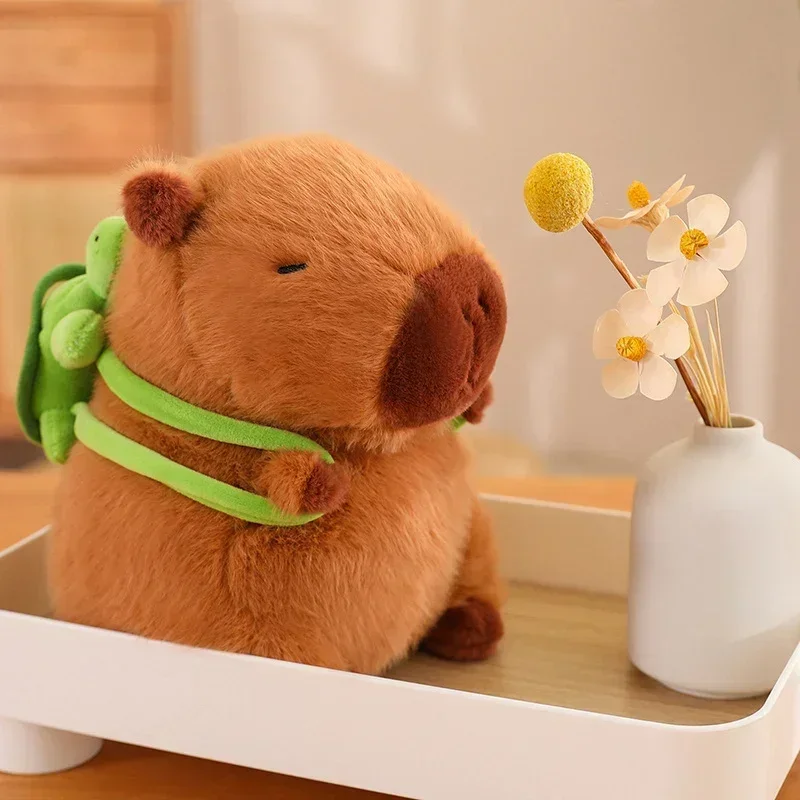 15-30cm Turtle Backpack Capibara Plushies Kawaii Strawberry Hat Capybara Plush Toys Simulation Stuffed Animals Kids BirthdayGift