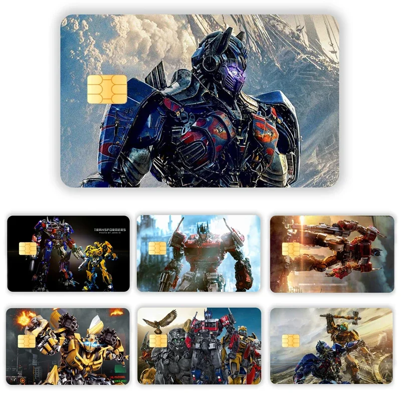 Kawaii Transformers Pvc Sticker Autobots Waterproof Anime Film Tape Skin for Credit Card Debit Card Sticker Decal Gifts