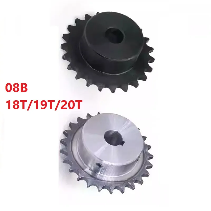 18T-20T 08B Industrial Drive Sprocket Wheel A3 Steel Chain Gear 18 19 20 Teeth Keyway Bore 17-25mm