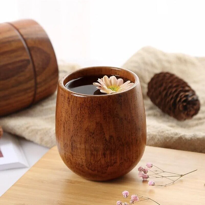 65/180/200ML Big Belly Cup Creative Date Wood Handcarved Anti Scald Tea Cups Simple Coffee Mug Household Drinkware