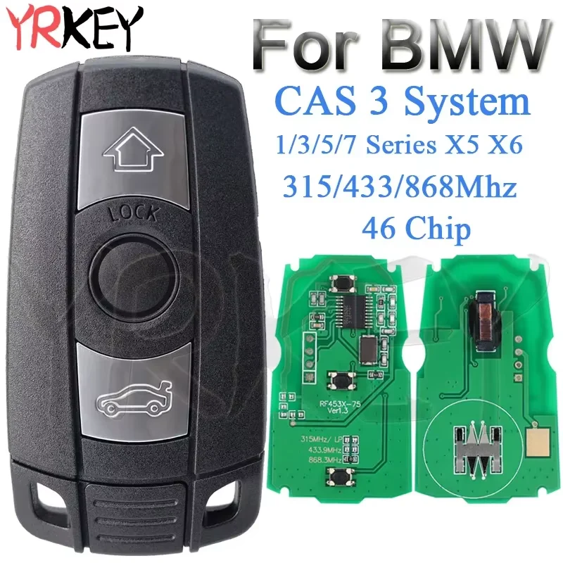 Car Remote Key for BMW CAS 3 System Z4 1/3/5/7 Series X5 X6 E60 E61 E70 E71 E87 E90 315LP 315MHz 433Mhz 868MHz 46 Chip Car Key