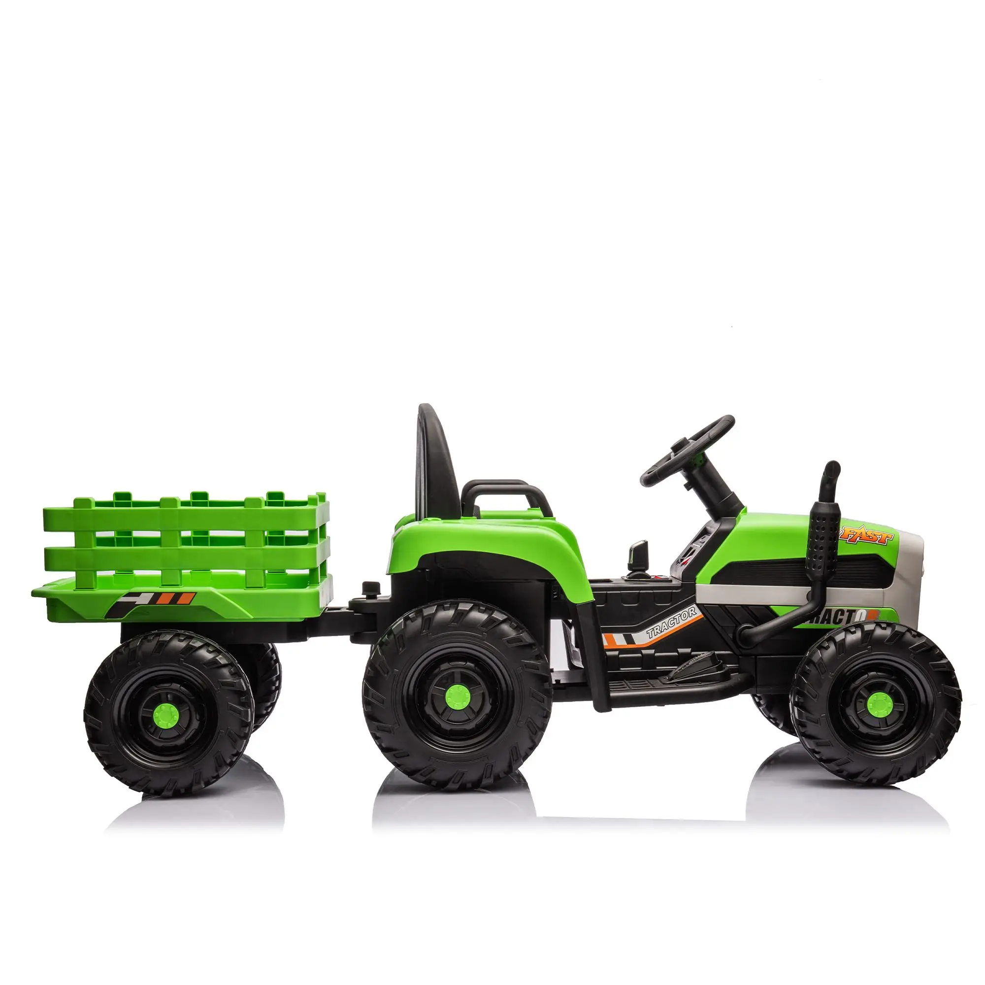 XMAS Ride on Tractor with Trailer,12V Battery Powered Electric Tractor Toy w/Remote Control,electric car for kids