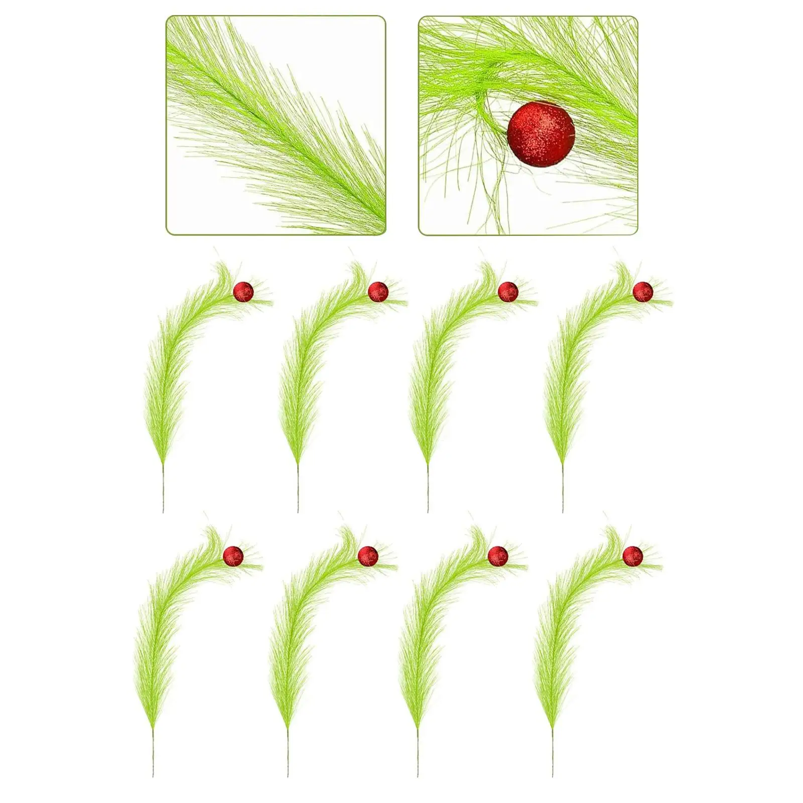 8Pcs Christmas Artificial Pampas Grass Ornament Artificial Christmas Tree Picks for Party Home Holiday Christmas Tree Home Decor