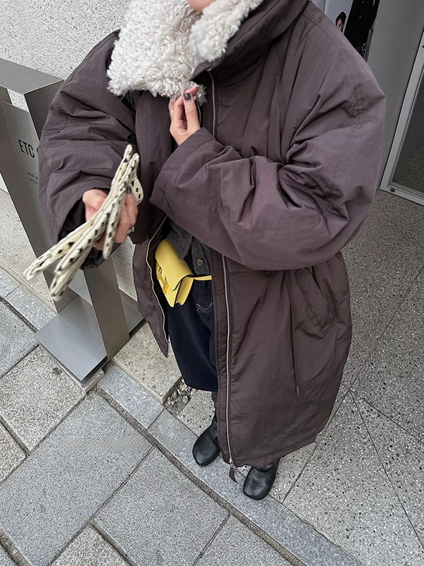 

Женская длинная пуховая куртка с воротником из 90% белого пуха, теплая зимняя, повседневная, свободного кроя, на молнии