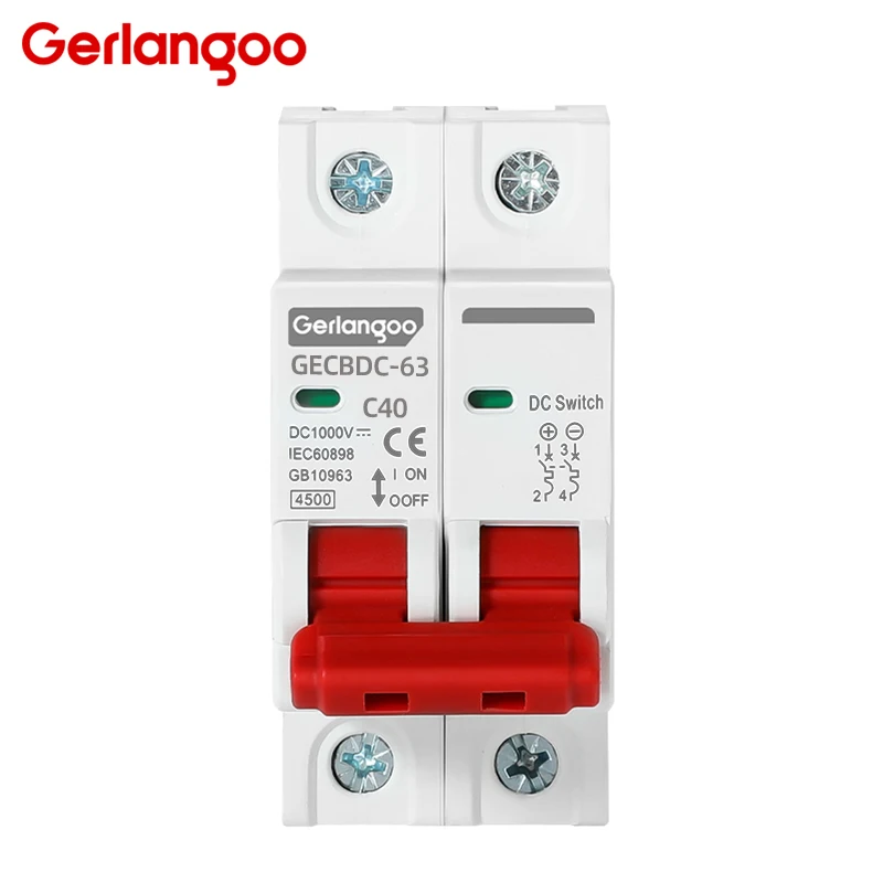 2P DC 1000V MCB Solar Mini Circuit Breaker Overload Protection Switch 6A 10A 16A 20A 25A 32A 40A 50A 63A DC1000V Photovoltaic P