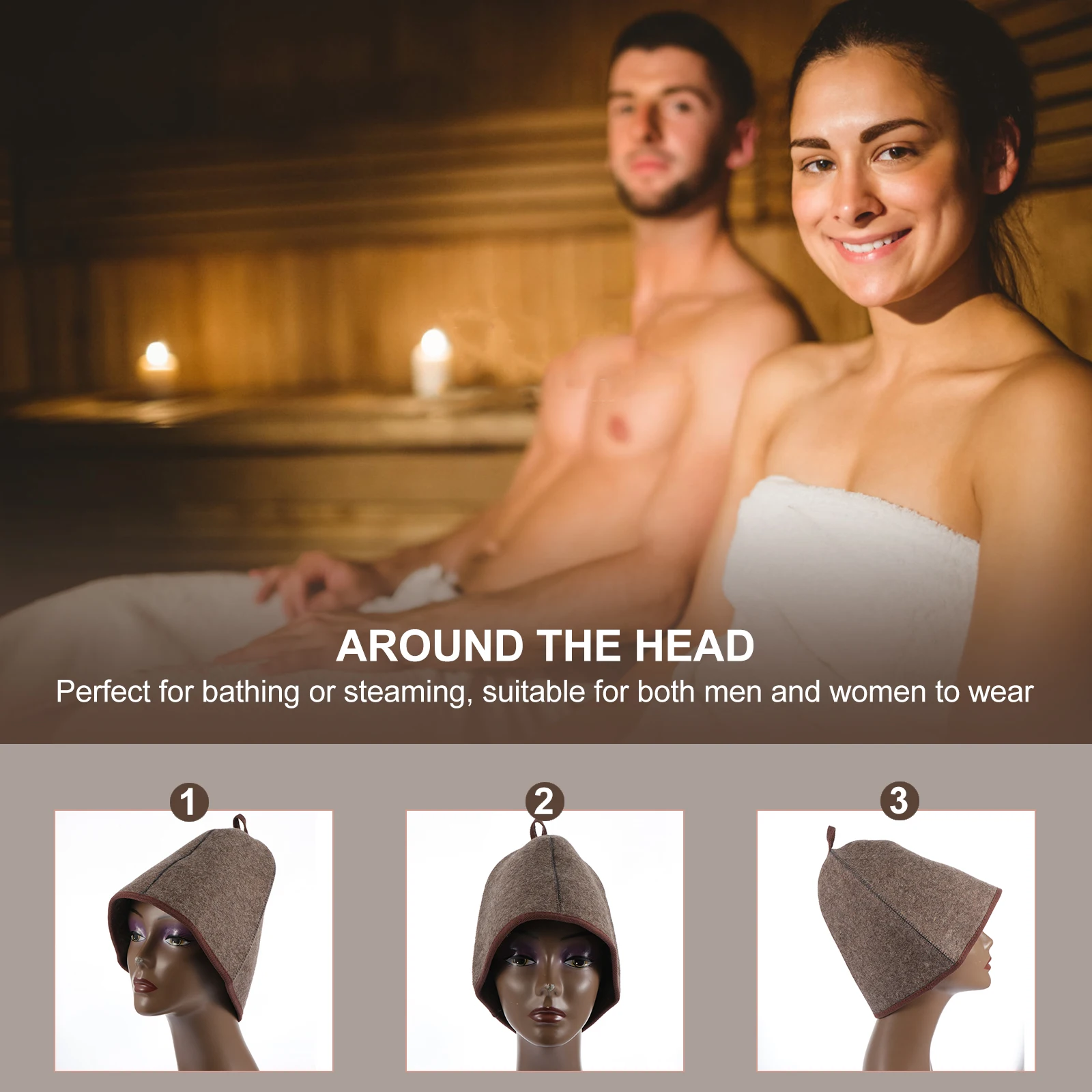 

Thickened Sauna Hat Wool Felt Bathing Shower Cap Lightweight Water Absorbing Reusable Sauna Accessory For Spa Dry Steam