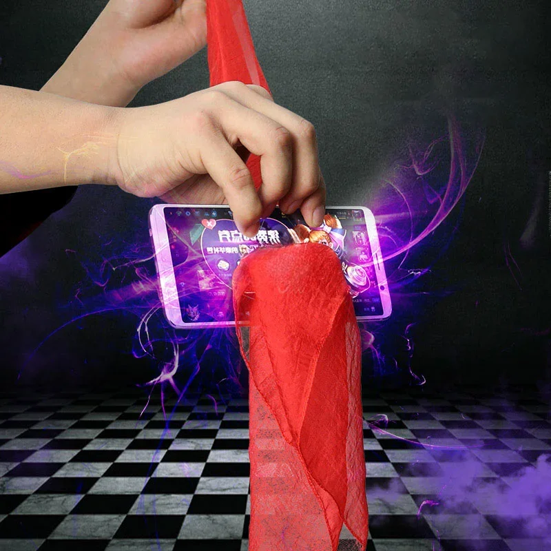 Funny Silk For Magicians Scarf Through The Phone Close-up Magic Prop Trick Toys Stage Tools