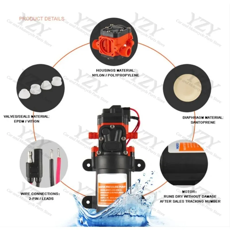 35PSI 12V Marine Water Pump Diaphragm Self Priming Pump Boat Accessories Showers Toilets Water Transfer Motor for RV Caravan