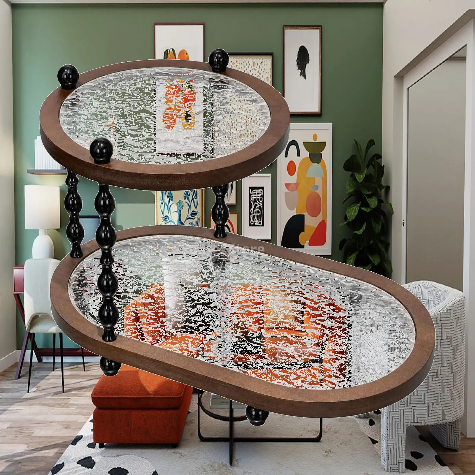 Two-Tier Storage Rack Freestanding Storage Rack with Two Tiers Countertop Organizer Space-Saving Display Stand Elegant