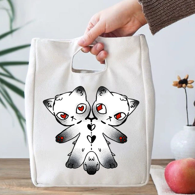 Gothic Horror Cat Funny Thermal Lunch Bags for Women Kids School Office Bento Food Storage Insulation Fashion Portable Lunch Bag