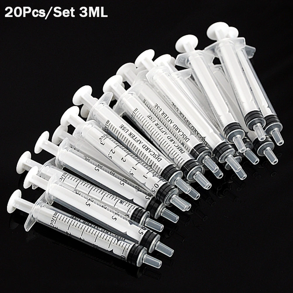 20Pcs 3ML Without Needles Plastic Small Syringe Hydroponics Glue Injectors Ink Pets Feeding Tool Nutrient Sample Measuring 3ML