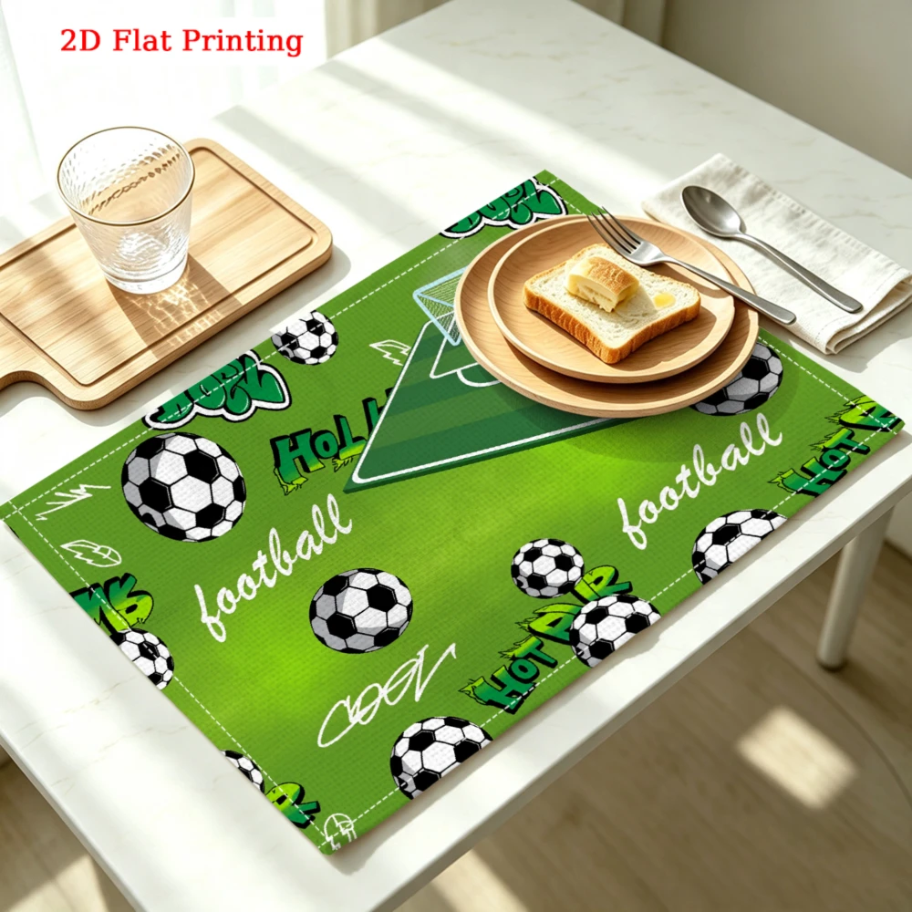 Football Soccer Field Kitchen Placemat Football Soccer Field Linen Pad Dish Coffee Cup Table Mat 1PC 30x40cm