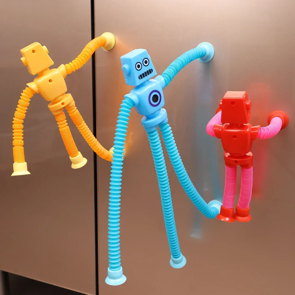 Children's Telescopic Robot Suction Cup Toys Kids Pop Tubes Sensory Playing Games Puzzle Stress Relief Squeeze Fidget Favor Gift