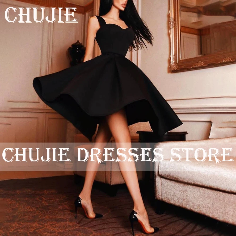 Robes de bal en Satin noir, Mini robe de Cocktail personnalisée pour femmes, robes de soirée d'anniversaire, ligne A, robes de retour