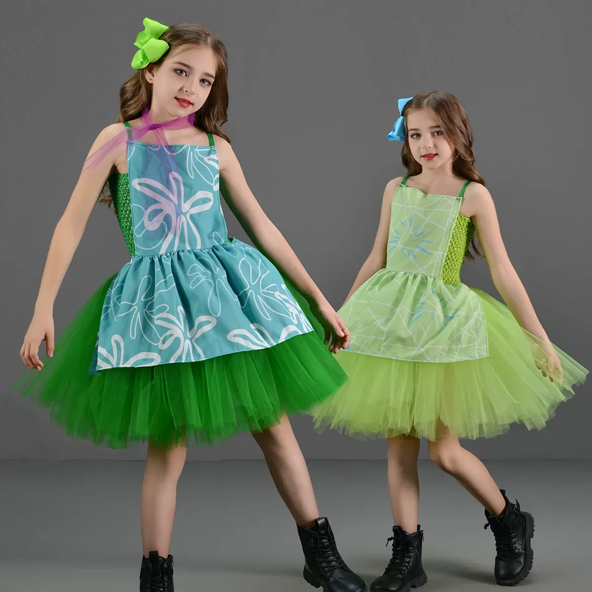 

2PCS Inside Out Joy Cosplay Costume Princess Dress+Hairpin For Girls Halloween Carnival Birthday Happiness Dress Up 2-12T