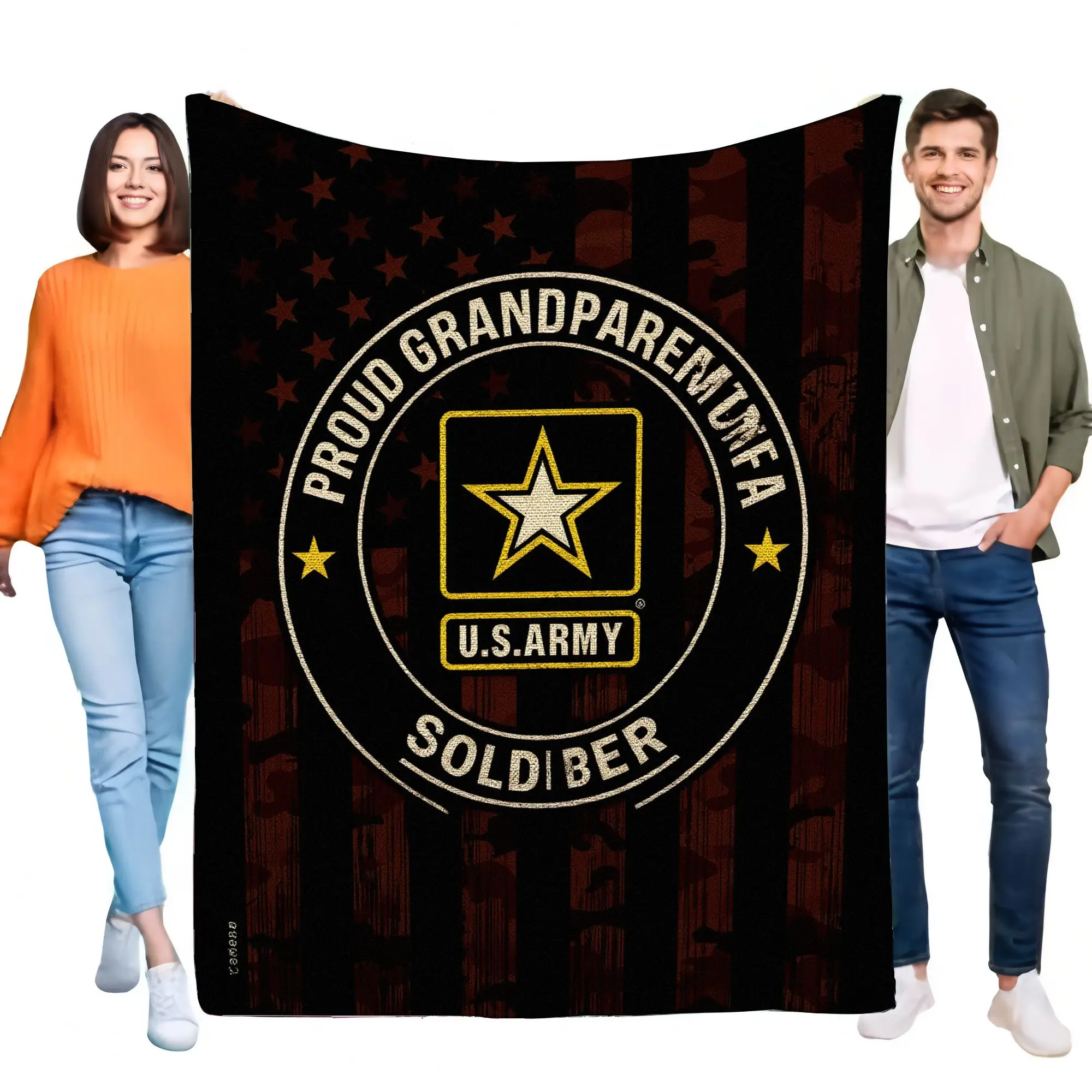 بطانية فخورة للجيش الأمريكي، كبيرة وناعمة ومريحة، تصميم وطني مع نجمة وخطوط مثالية لهدايا المحاربين القدامى، فاميل #1