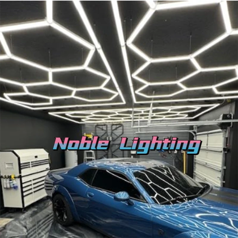 4.8X2.3M Dropship Garage Light Hexagon Lights Lamp 85-265V LED Tube Honeycomb Ceilings Lighting for Car Body Repair Workshop Bar