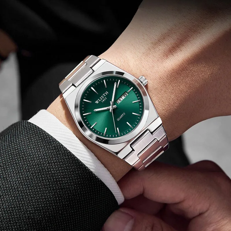 WLISTH Новые мужские ультратонкие кварцевые часы - 30 м водонепроницаемые светящиеся наручные часы с ремешком из нержавеющей стали
