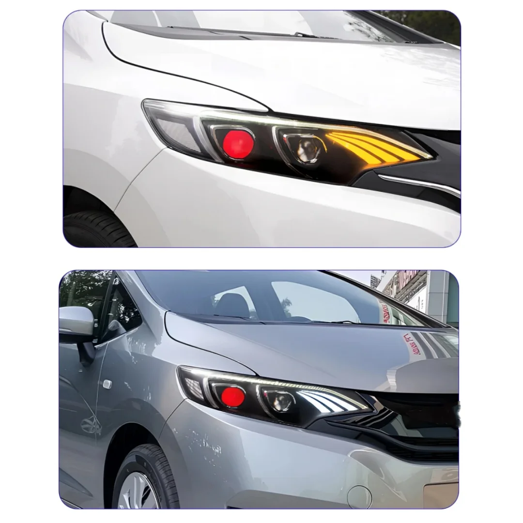 Car Headlight For Honda Fit GK5 Jazz 2014-2020 LED Auto Headlights Assembly Upgrade Demon Eyes Style 2 Projector Lens New