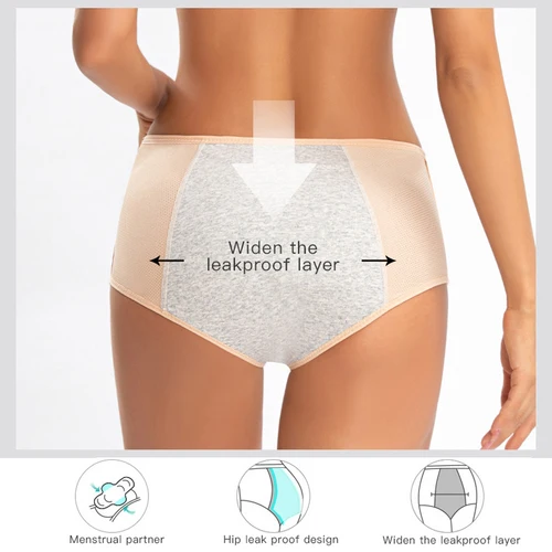 Imagen 2 del producto 5 unids/set de bragas menstruales a prueba de fugas, ropa interior para mujer, pantalones sexis, ropa interior fisiológica de talla grande, bragas impermeables y regalo