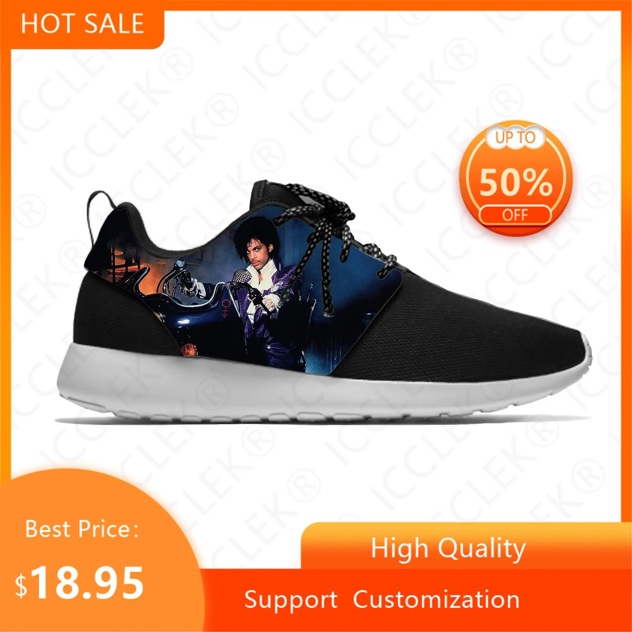 Hot Music Singer Prince Rogers Nelson Purple Rain Sport Running Shoes Casual Breathable Lightweight 3D Print Men Women Sneakers