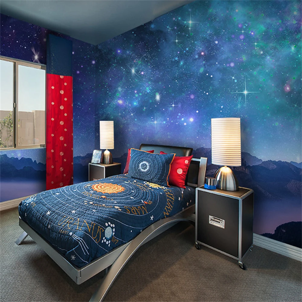 custom dream Blue galaxy planet starry sky wallpaper for children's room bedroom bar ktv wallpaper for wall ceiling home decor