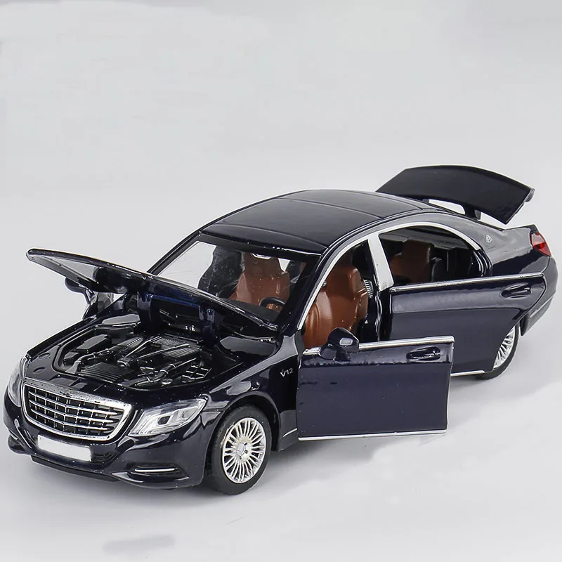 

Модель игрушечного автомобиля Benz Maybach S600 в масштабе 1:32, литые игрушки из сплава, автомобили, тянущийся звук, детские игрушки для мальчиков, лучшие подарки для детей