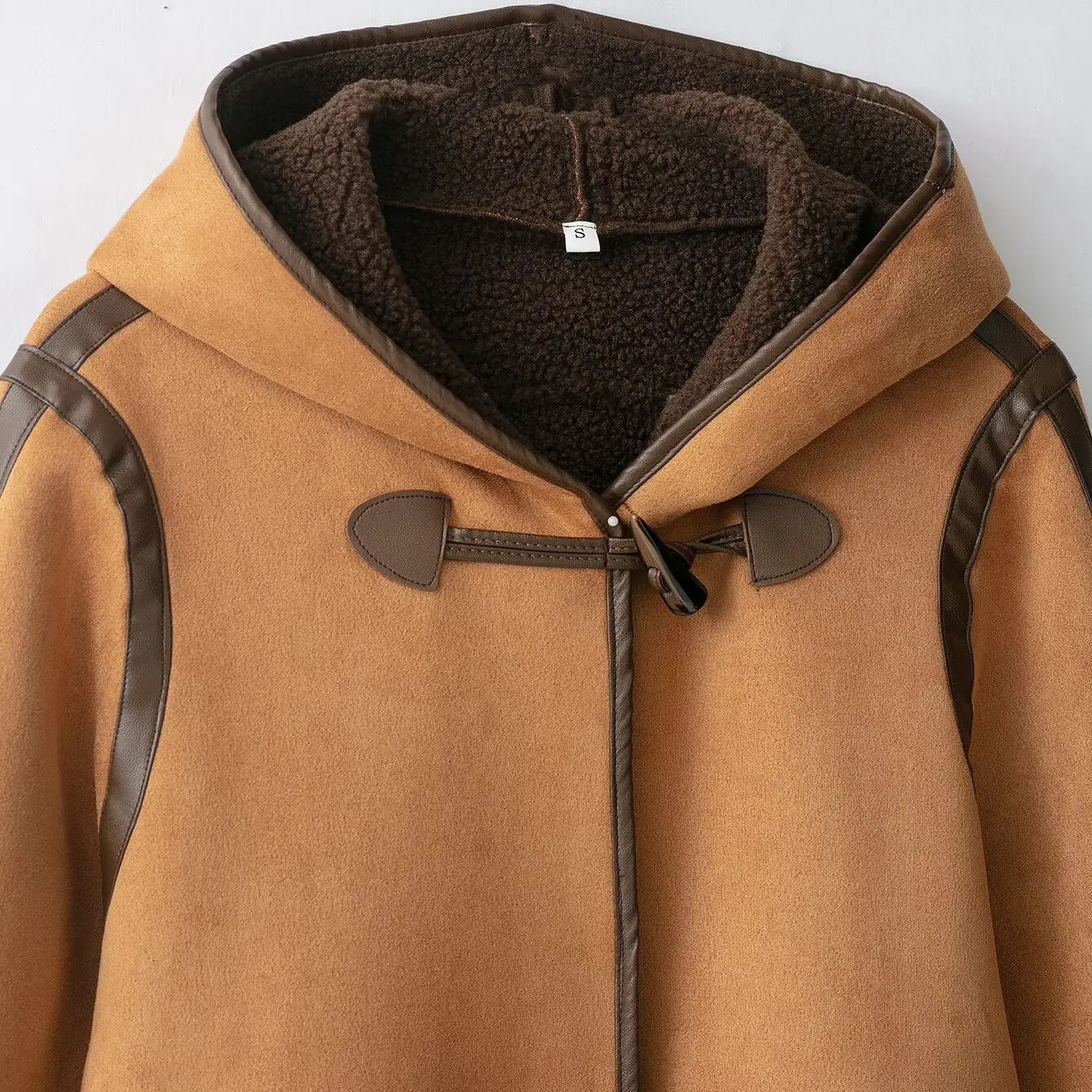 JNLEAOG Damen Thiened Wildleder Lammfellmantel Herbst Neuer Sle geknöpftes Leder und Pelz Inteated Street Sle Ort Mantel