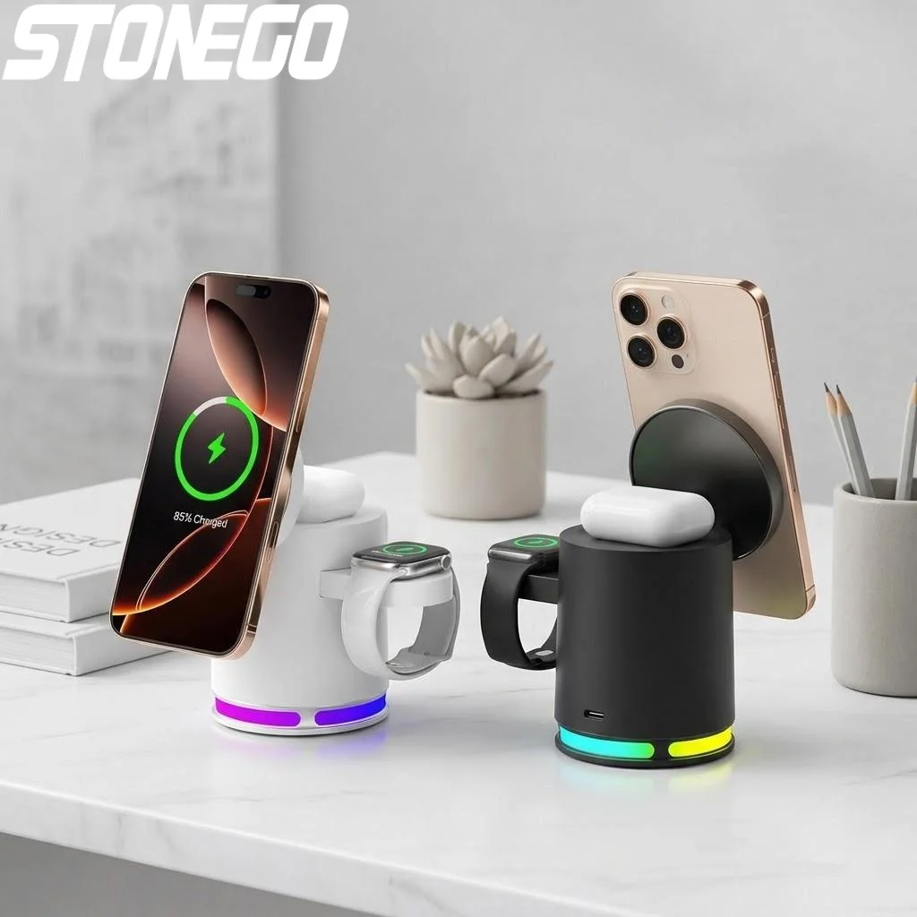 

Беспроводная зарядная станция для быстрой зарядки iPhone 12 13 14 15 16, Apple Watch, AirPods, совместимая с Samsung
