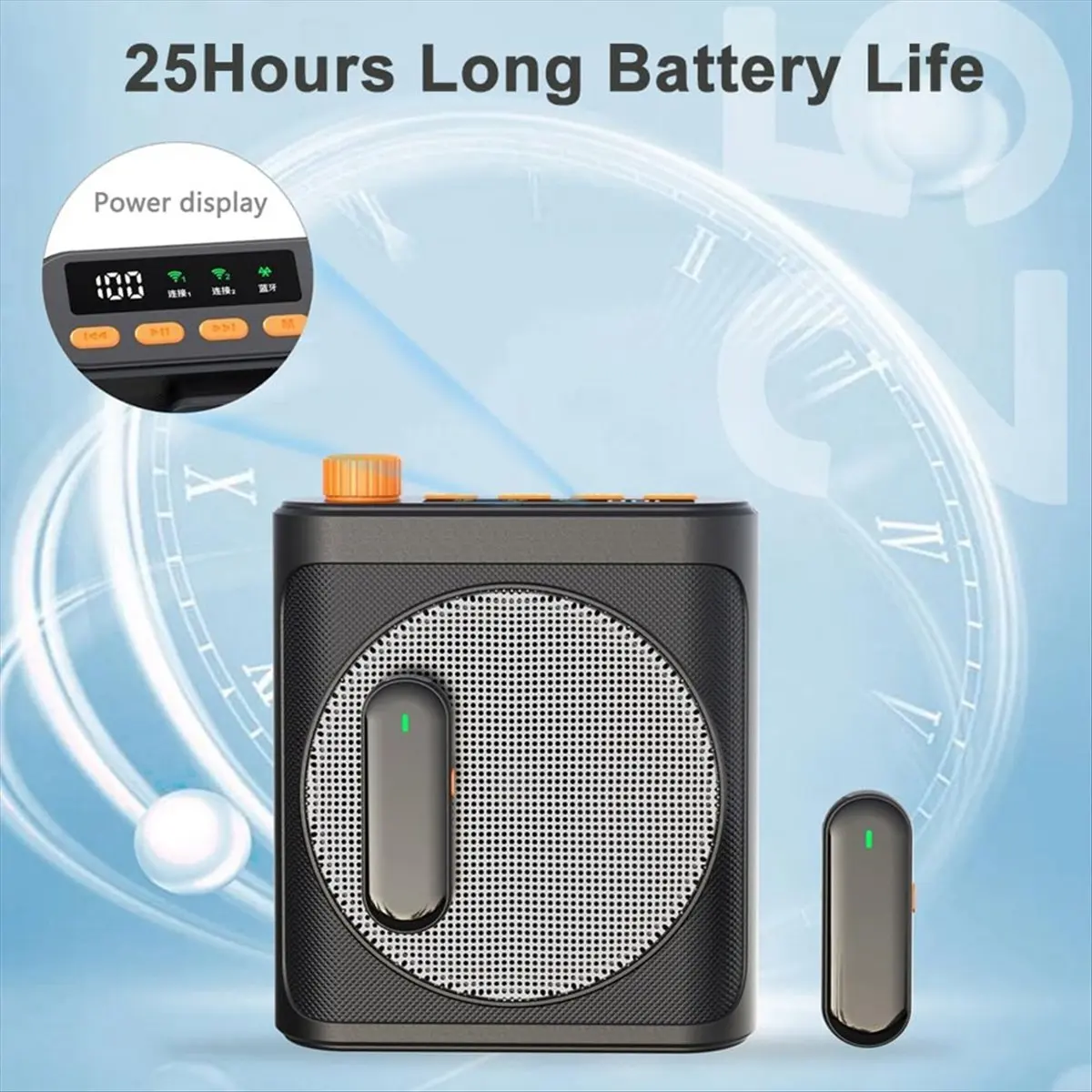 AU47-Wireless Voice Amplifier with Lavalier Microphone, Mini Portable Megaphone Speaker for Teacher, Speaker, Trainer, Coach