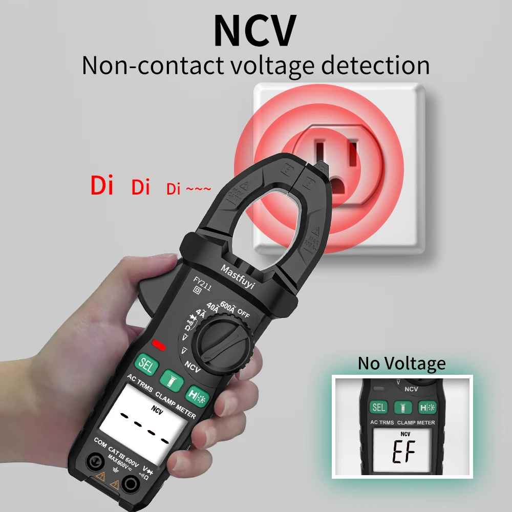 MASTFUYI FY211 Pinza amperometrica portatile di precisione 4000 AC/DC Corrente Tensione Resistenza Multimetro digitale per test motorizzati