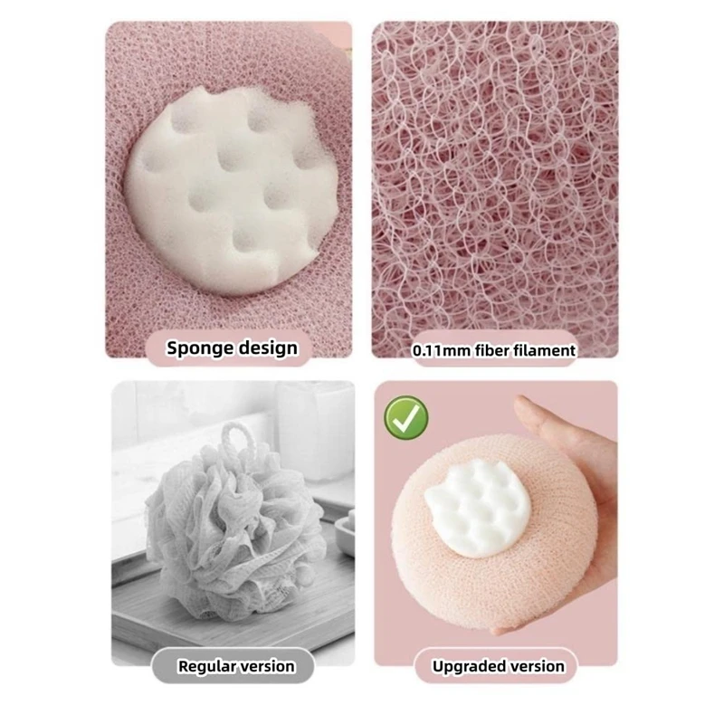 3 Stuks Spons Mesh Poef Douchebal Zoals Weergegeven Rubber,Nylon Loofah Lichaam Scrubber Douche Spons