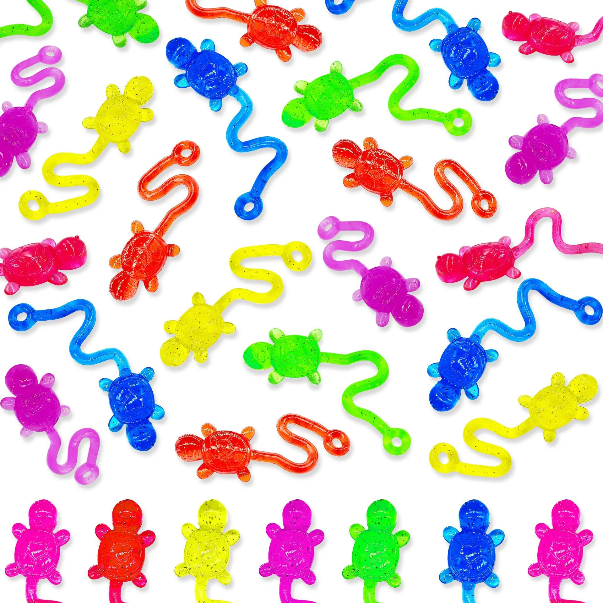 10-30 Uds. Tortuga retráctil adhesiva de color arcoíris para niños, juguete para aliviar el estrés, regalo de recompensa para niños y niñas, recuerdos de fiesta de cumpleaños