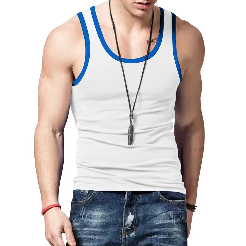 

Men's Tank Top Slim Fit Casual Sports Vest for Men, Summer Base Layer, Color Block Sweatshirt Clothes For Man