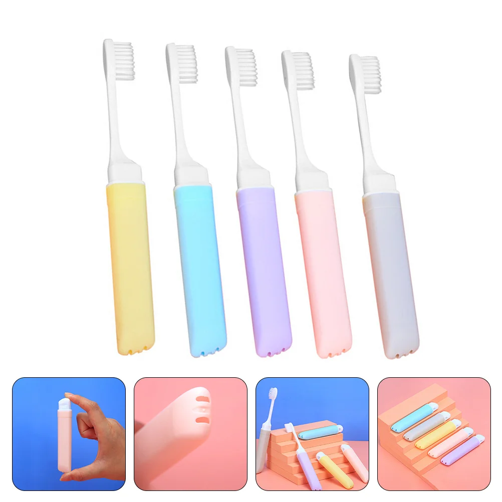 

5 Pcs Folding Toothbrush Manual Cleaning Portable Hard Polypropylene Camping Travel Ergonomic