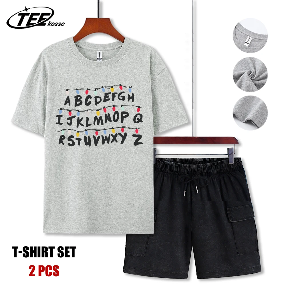 

Lights Letters Form A Wall Men T-Shirt Hip Hop Trendy Short Sleeve All-Match Cotton Soft T Shirt Set Summer Unisex Loose Clothes