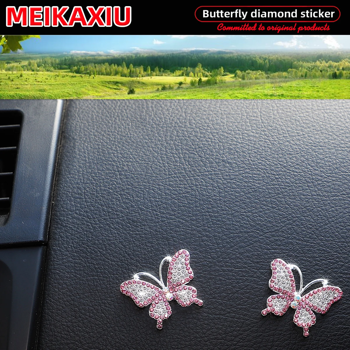 2 Pcs Diamond-Encrusted Sparkling Metal Butterfly Car Blingbling Car Decoration Stickers, Car Mobile Phone Laptop Stickers