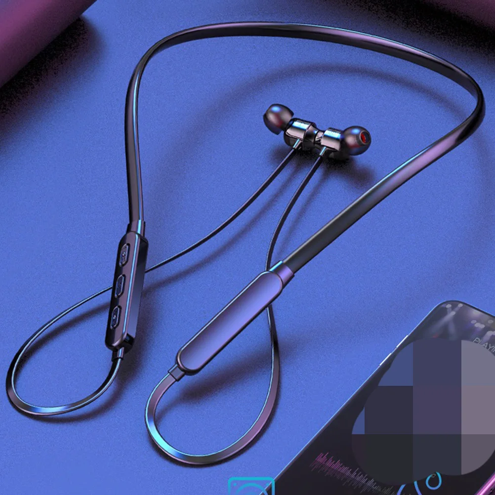 

Wireless Sports Earphones Water Resistant In Ear Design Noise Cancellation Headset Hanging Neck Earphone Plastic
